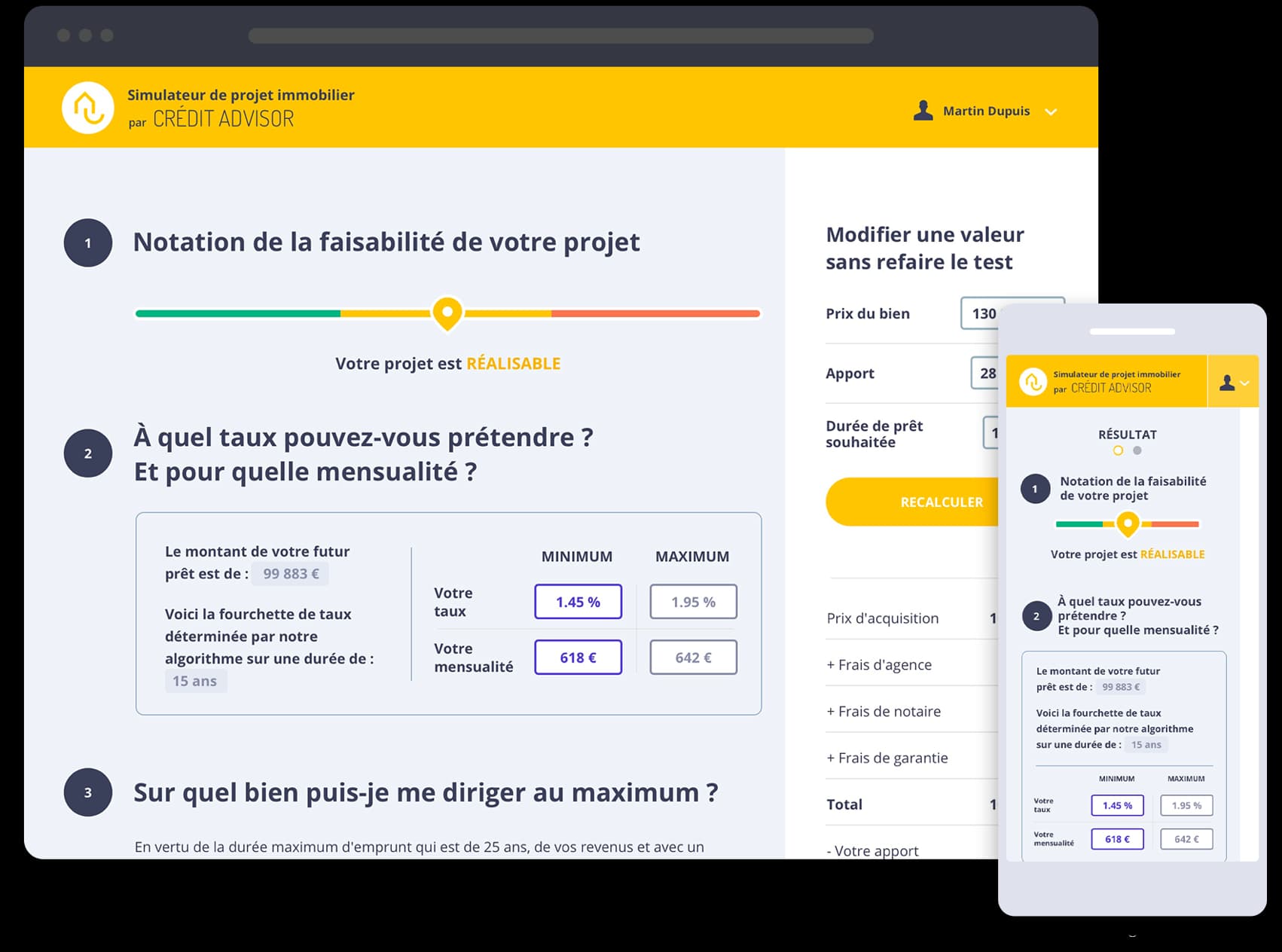 Credit Advisor — L'application en images