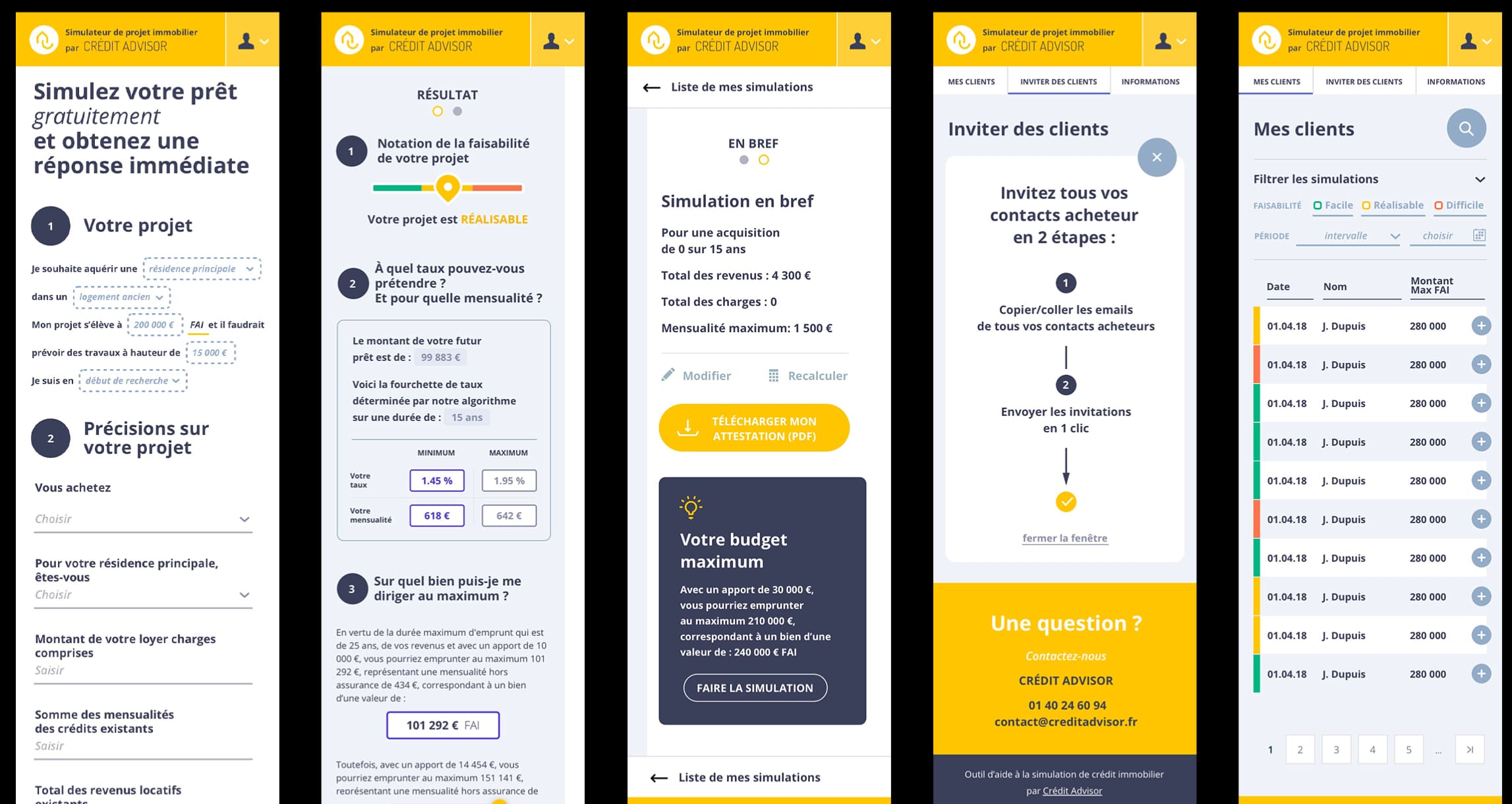 Credit Advisor — L'application en images
