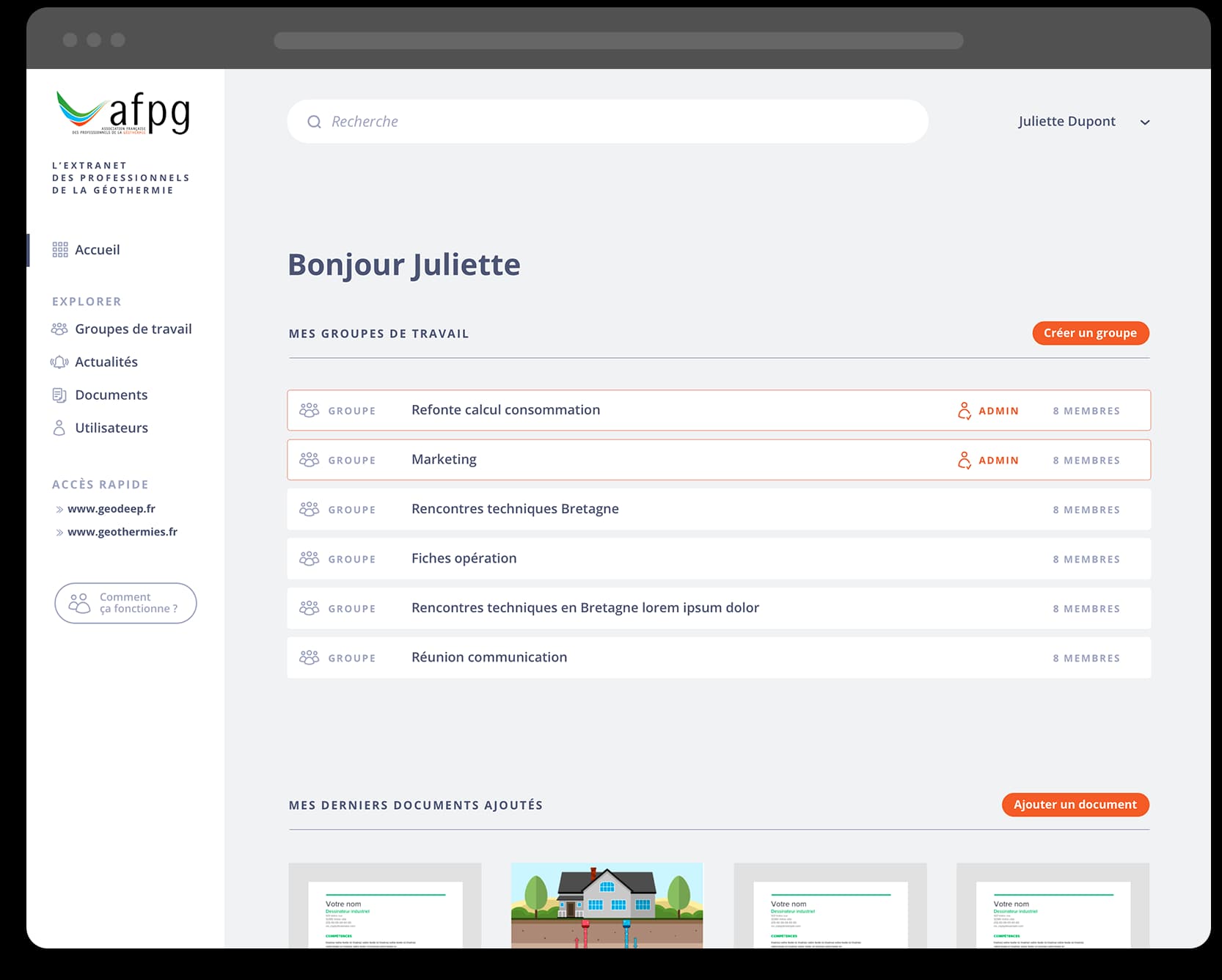 AFPG (Association Française des Professionnels de la Géothermie) — The application in pictures